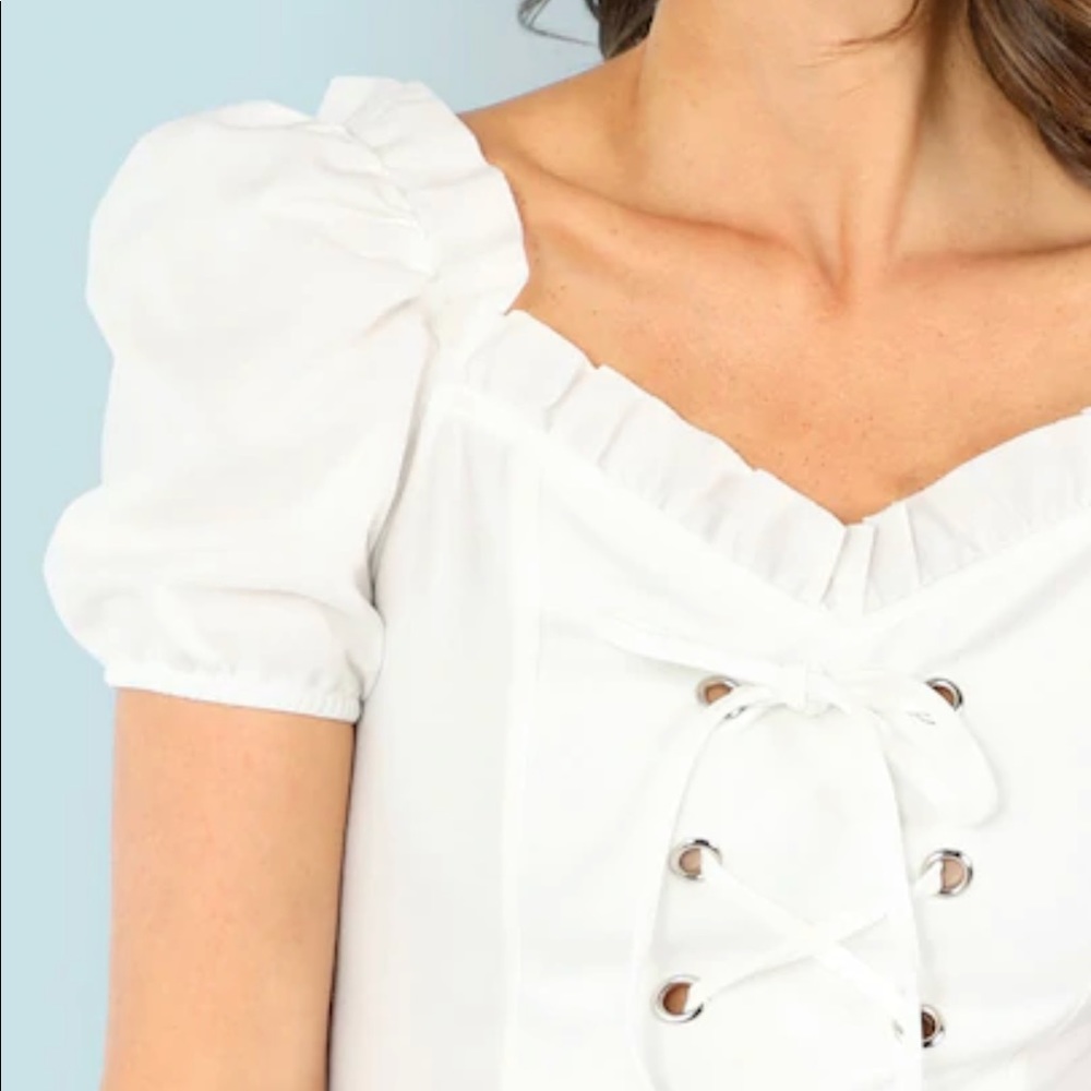 Designer Frill Lace Up Crop Top